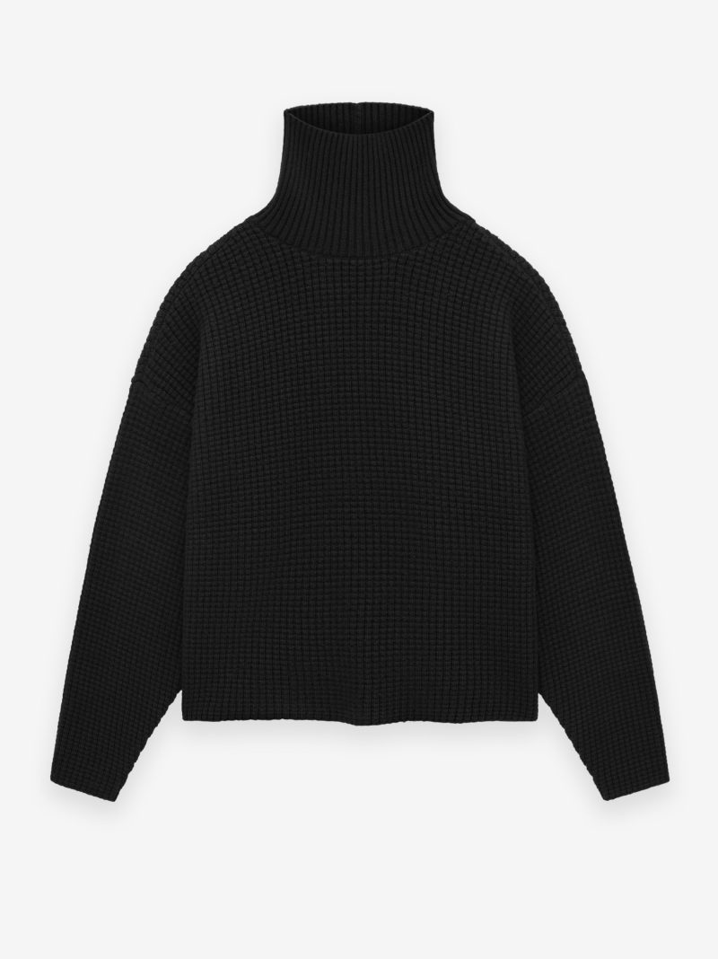 192BT246190F HEAVY WAFFLE TURTLENECK BLACK 1