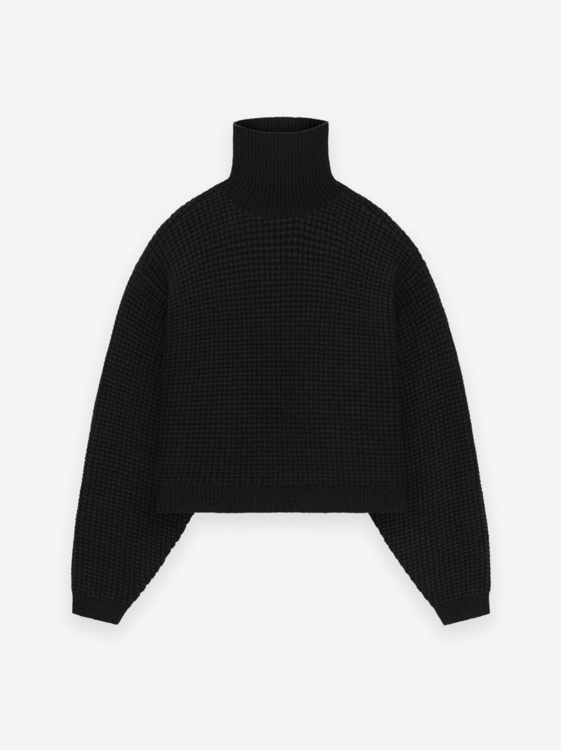 192BT247320FW HEAVY WAFFLE CROPPED TURTLENECK BLACK 1