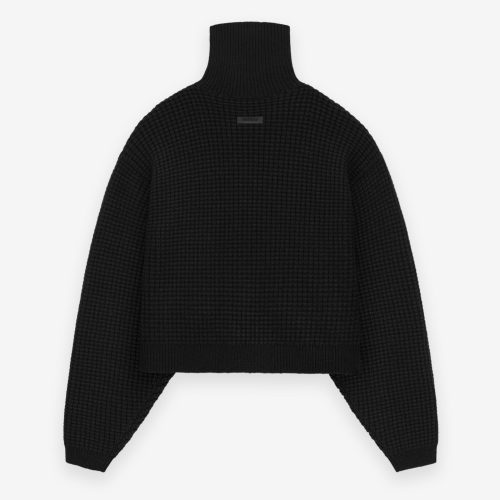 192BT247320FW HEAVY WAFFLE CROPPED TURTLENECK BLACK 2