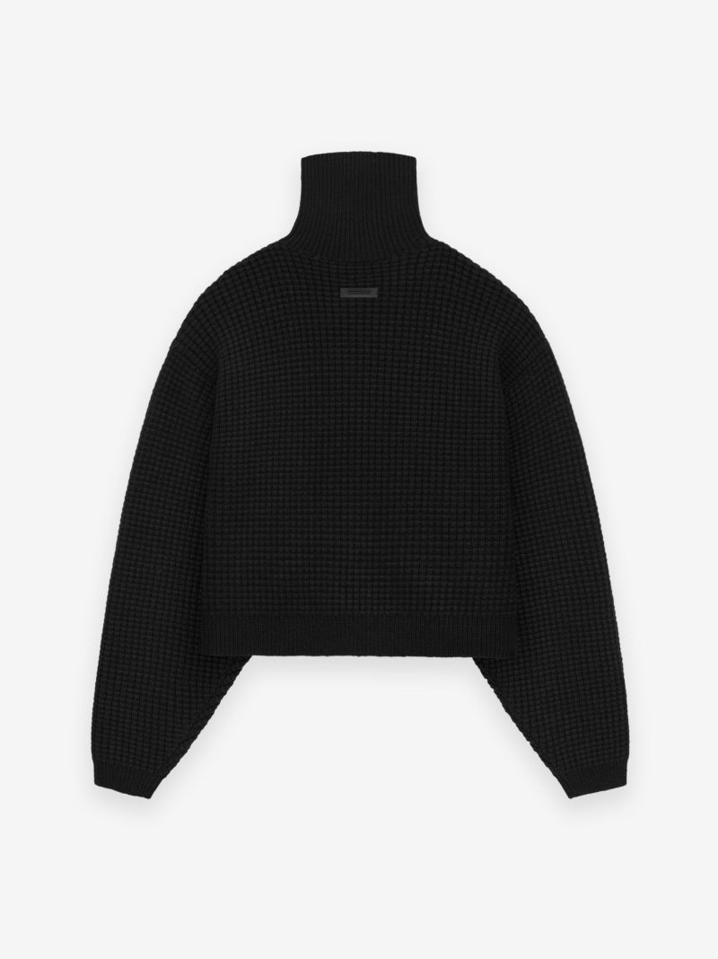 192BT247320FW HEAVY WAFFLE CROPPED TURTLENECK BLACK 2