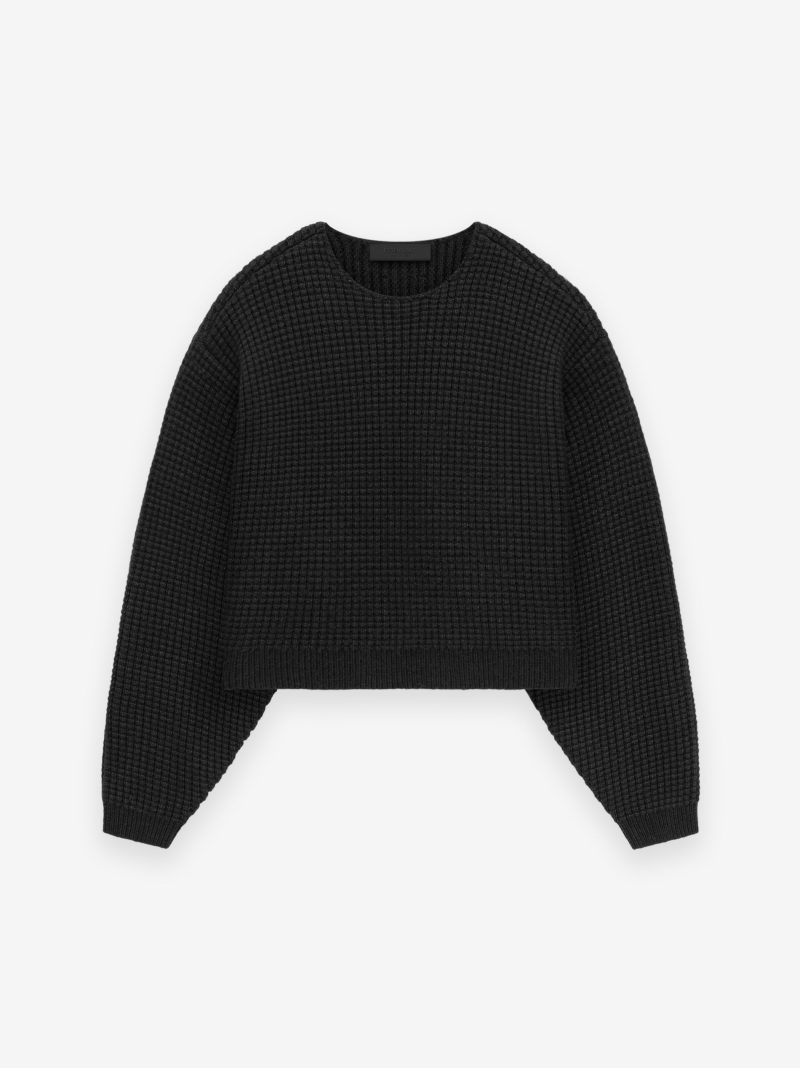 192BT247330FW HEAVY WAFFLE CROPPED CREWNECK BLACK 1