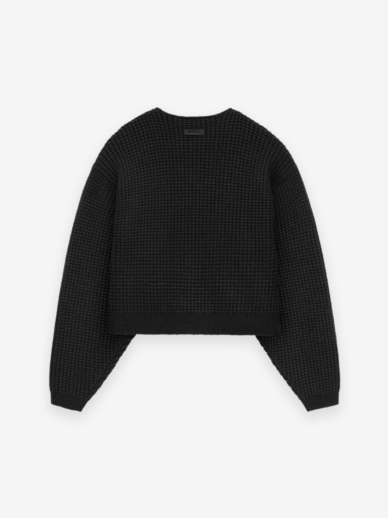 192BT247330FW HEAVY WAFFLE CROPPED CREWNECK BLACK 2