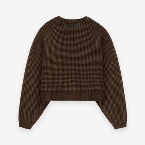 192HO247335FW HEAVYWAFFLECROPPEDSWEATER BROWN 2