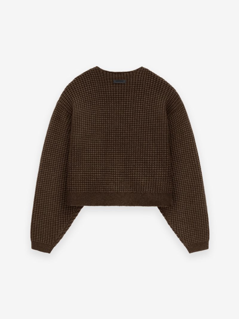 192HO247335FW HEAVYWAFFLECROPPEDSWEATER BROWN 2